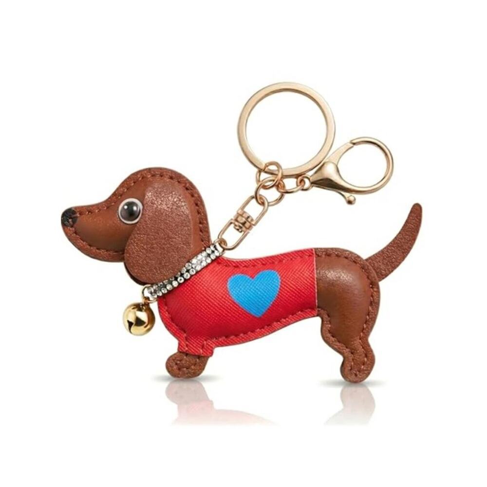 Handmade Leather Dachshund Keychain & Bag Charms, Wiener Dog Gifts for Women